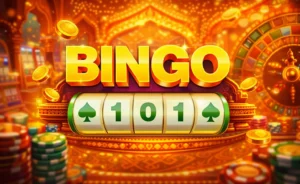 Bingo 101 app home screen with bingo, slots and card games