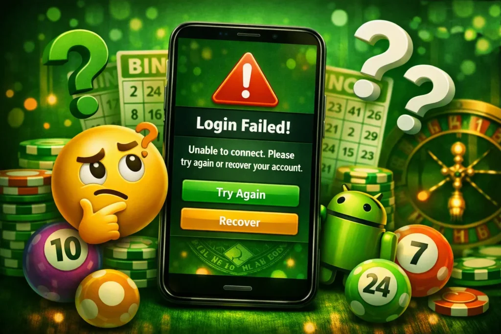 Bingo 101 login problems and fixes on Android